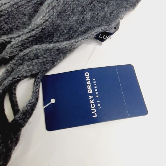 New Lucky Brand Charcoal Grey Fringe Soft Scarf $69.50 - Picture 3 of 7